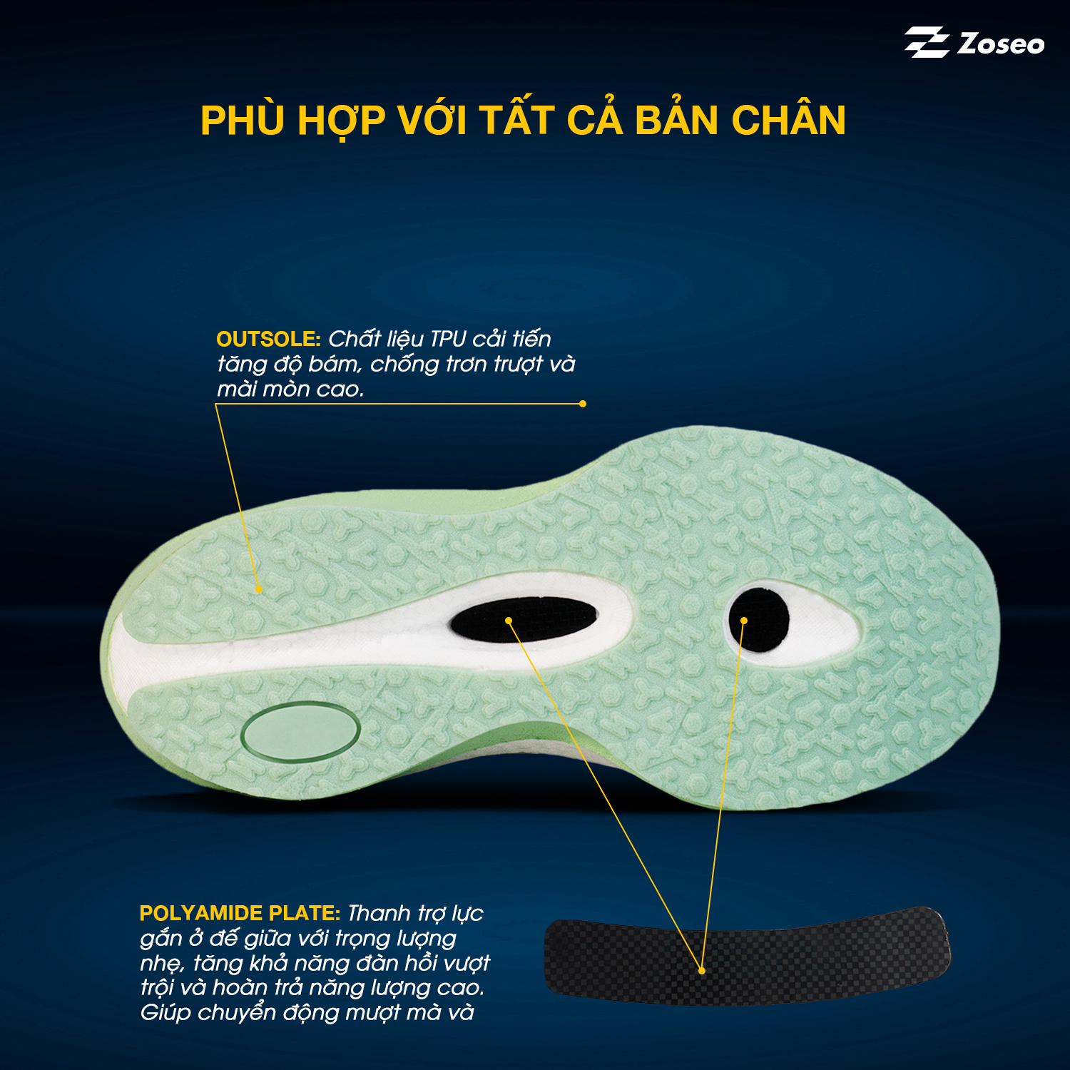 Giày chạy bộ Zoseo Jetboost - White Green - Ảnh 4