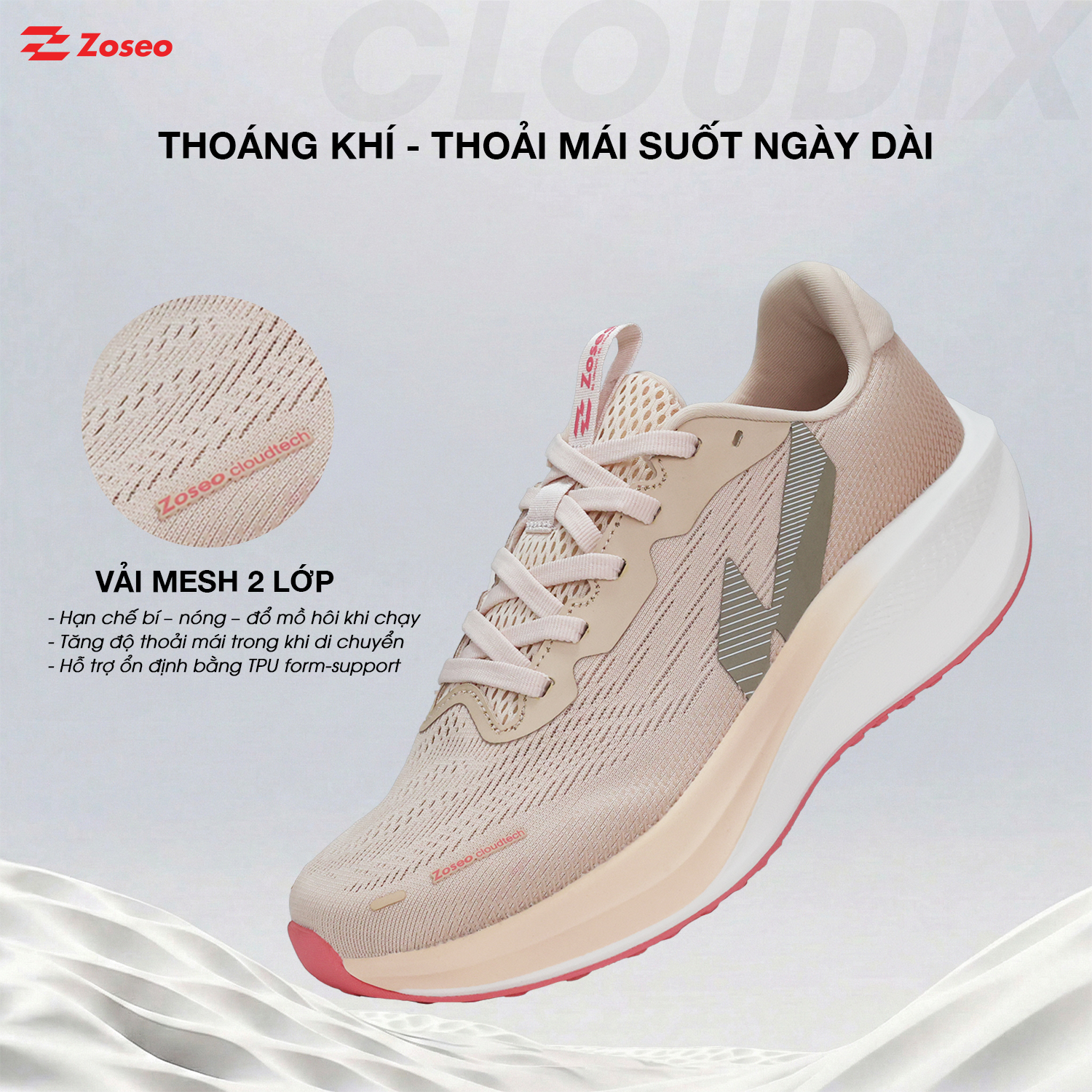 Giày chạy bộ Zoseo Cloudix - Pink - Ảnh 3