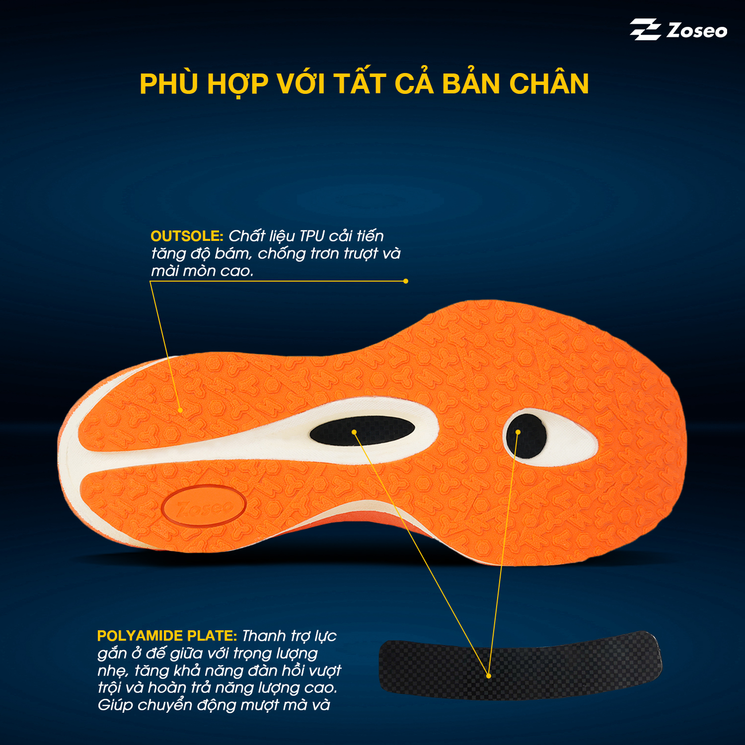 Giày chạy bộ Zoseo Jetboost - Grey Orange - Ảnh 4