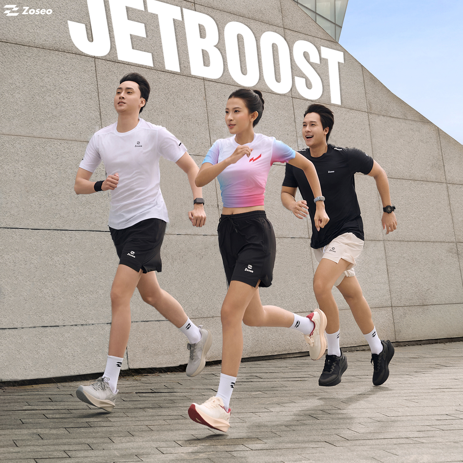 Giày chạy bộ Zoseo Jetboost - Grey Orange - Ảnh 5