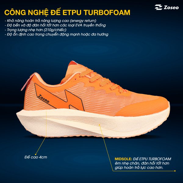 Alternative view of Giày chạy bộ Zoseo Jetboost - Beige Orange