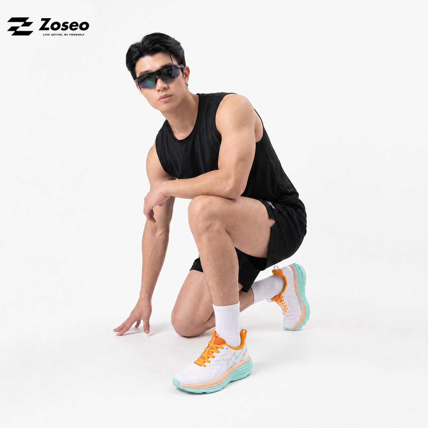 Giày chạy bộ Zoseo Airise - White Grey - Ảnh 4