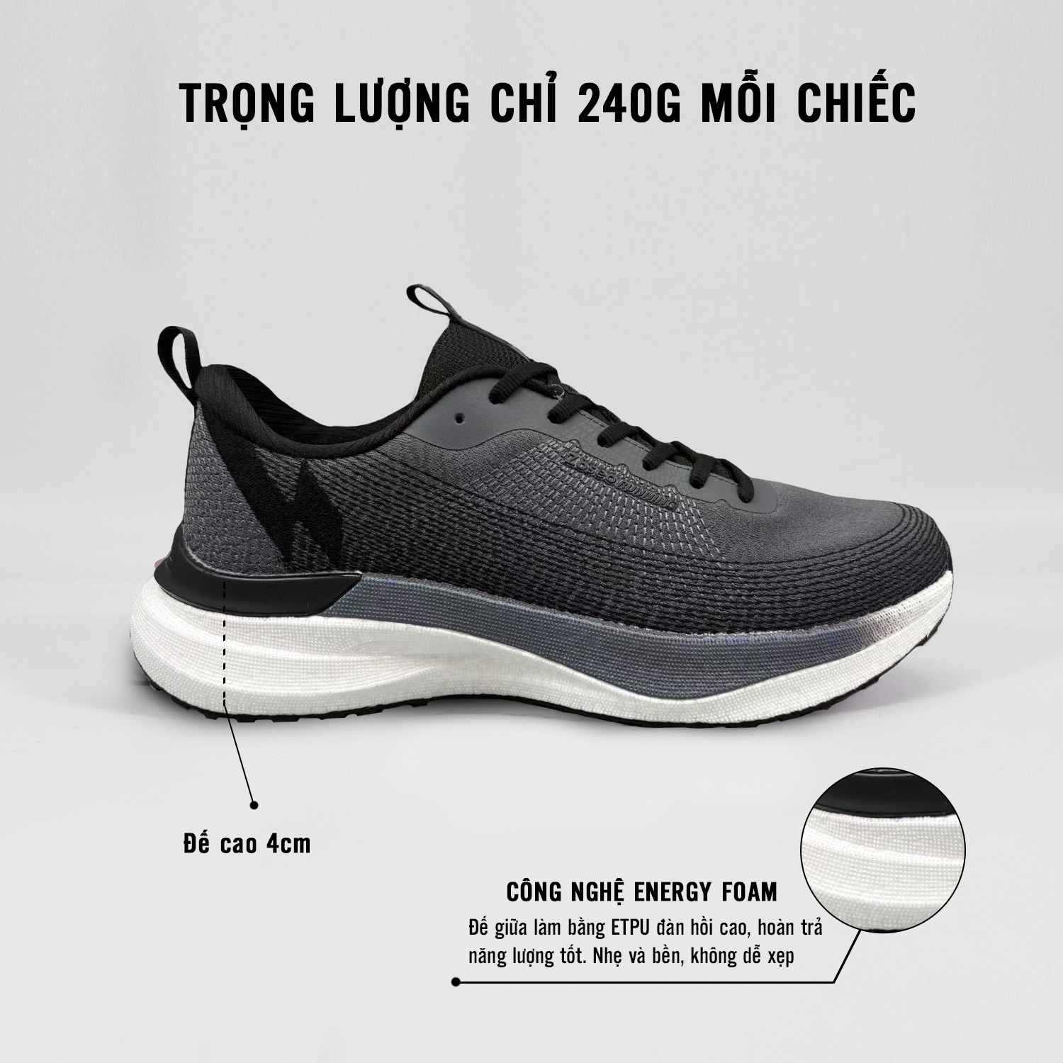 Giày thể thao Zoseo Litenow - Dark Grey - Ảnh 2