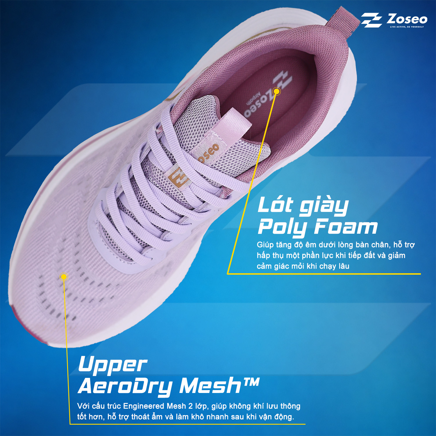 Giày chạy bộ Zoseo Airise - Purple - Ảnh 4