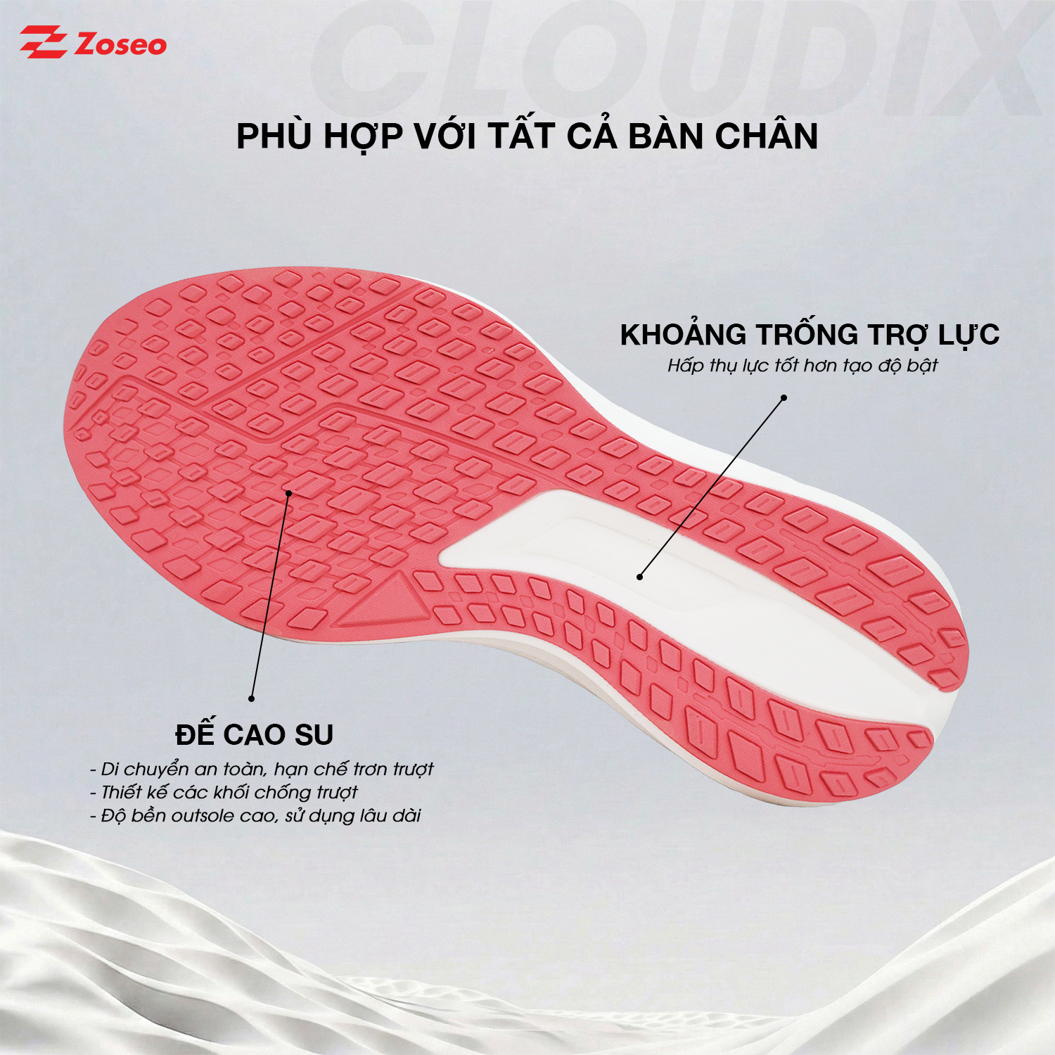 Giày chạy bộ Zoseo Cloudix - Pink - Ảnh 4