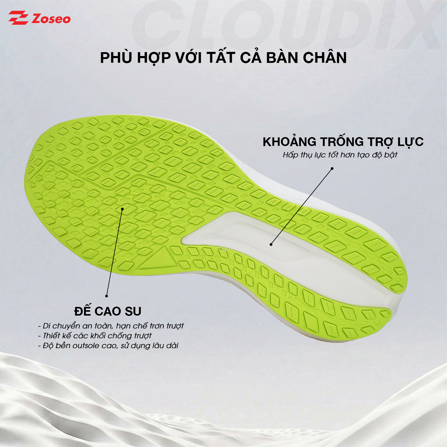 Giày chạy bộ Zoseo Cloudix - Grey Blue - Ảnh 4