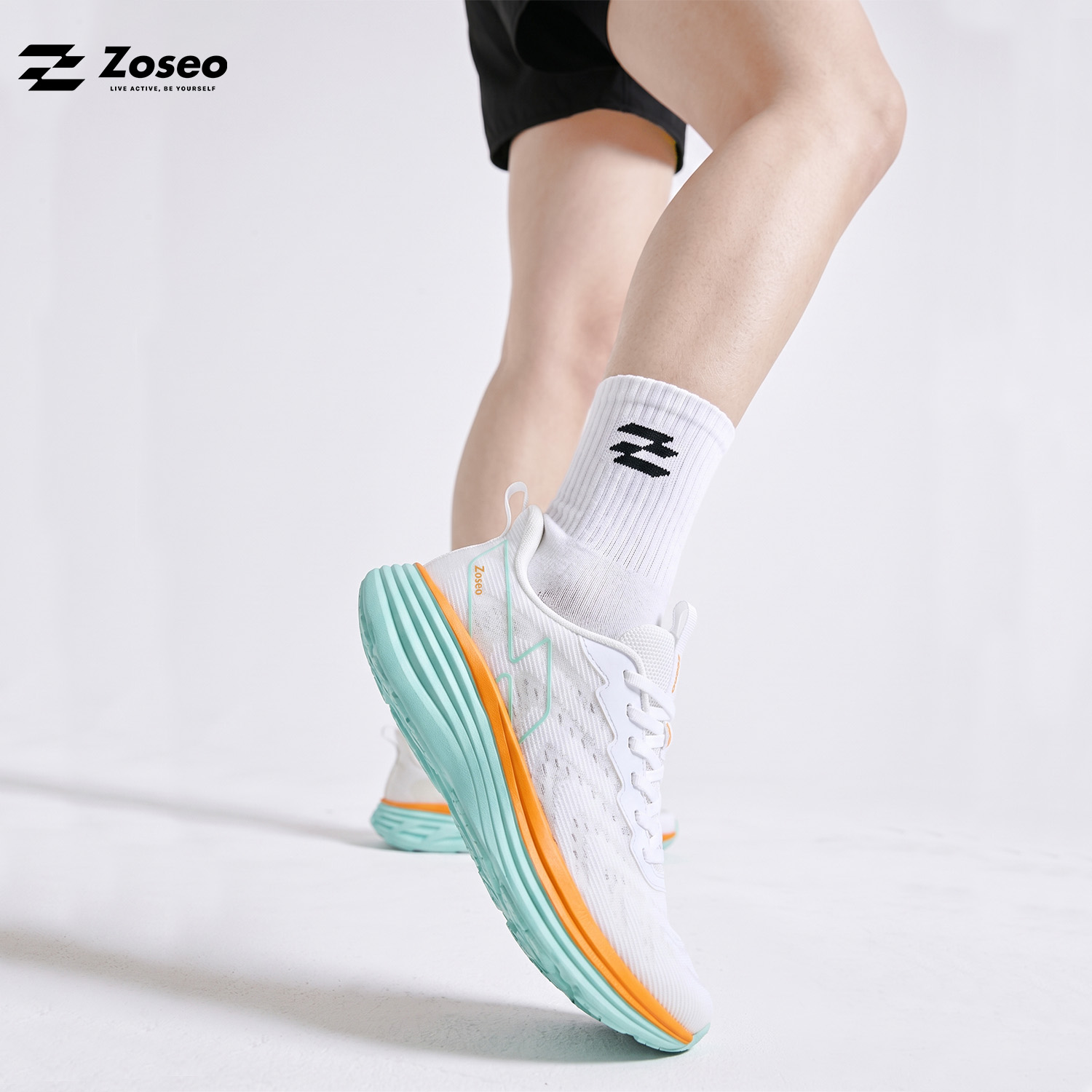 Giày chạy bộ Zoseo Airise - White Grey - Ảnh 2