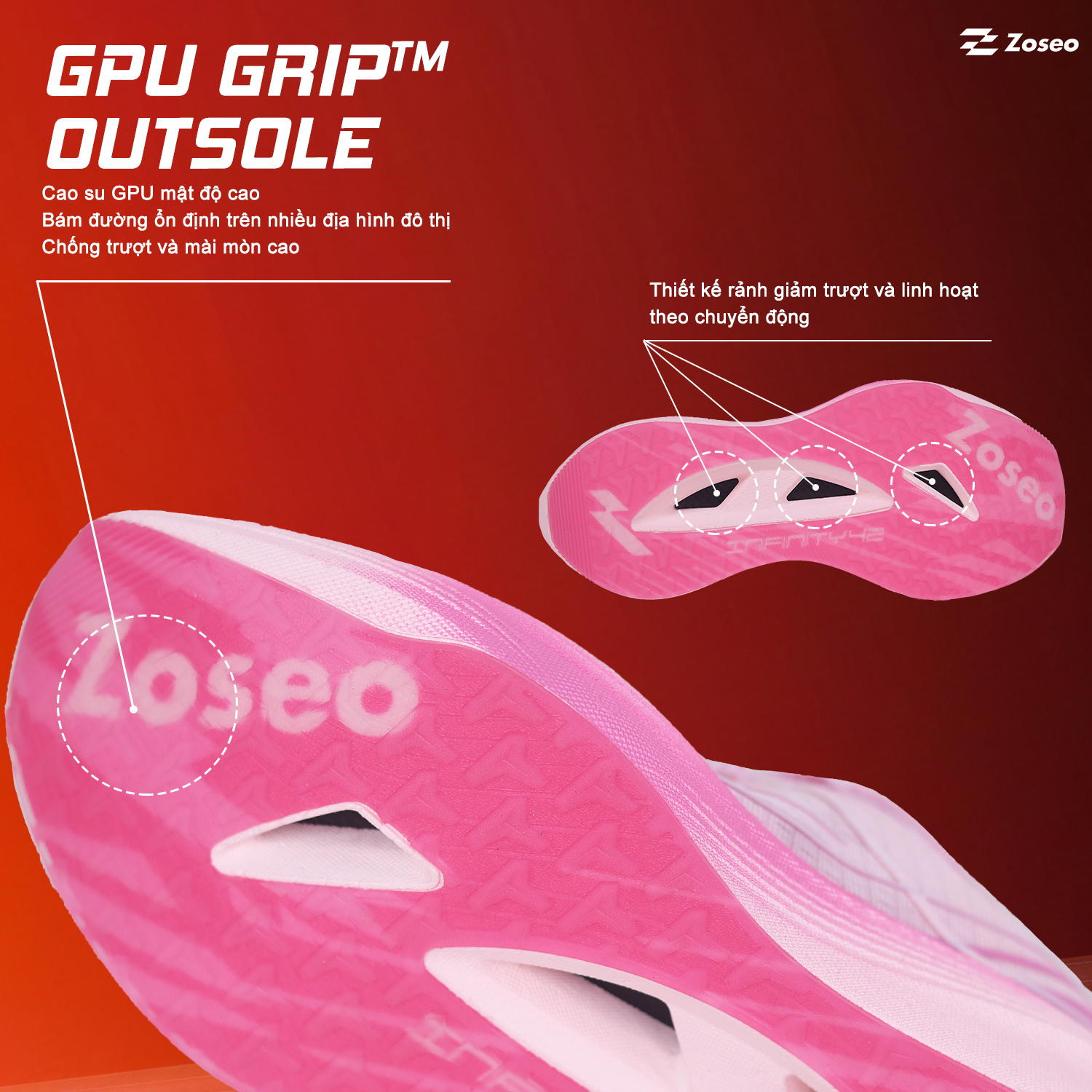 Giày chạy bộ Zoseo Infinity42 - Pink - Ảnh 4