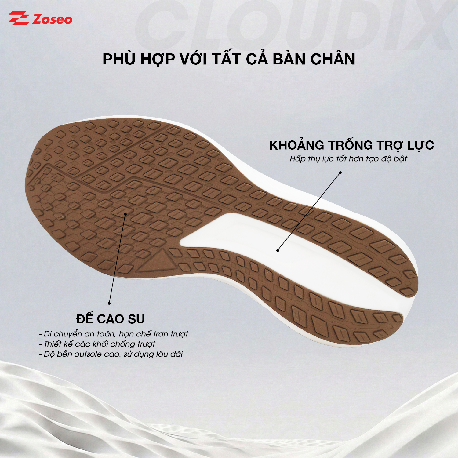 Giày chạy bộ Zoseo Cloudix - Grey Navy - Ảnh 5