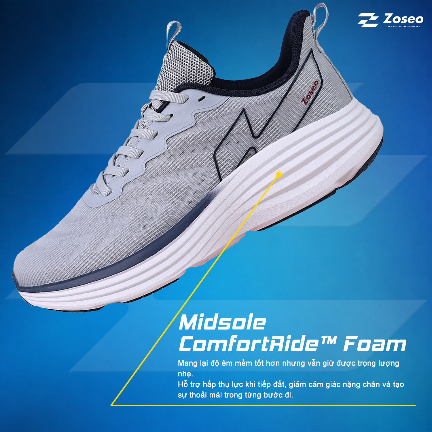 Giày chạy bộ Zoseo Airise - Grey - Ảnh 2
