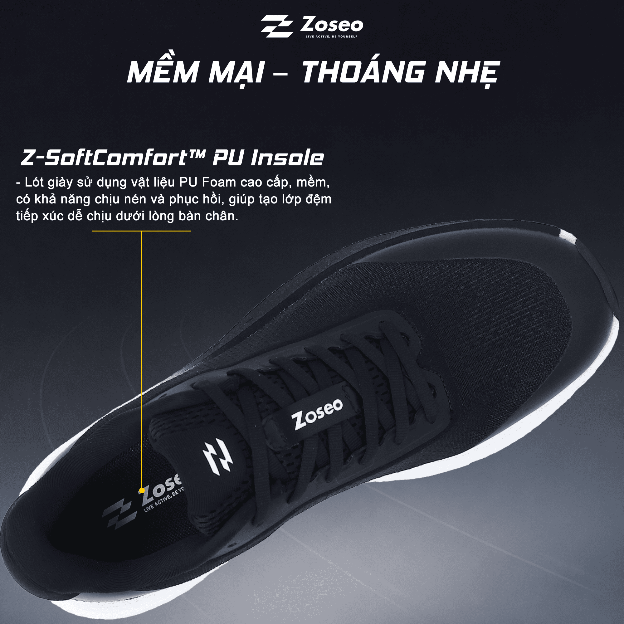Giày Chạy Bộ Zoseo Pulse BS - Black - Ảnh 4