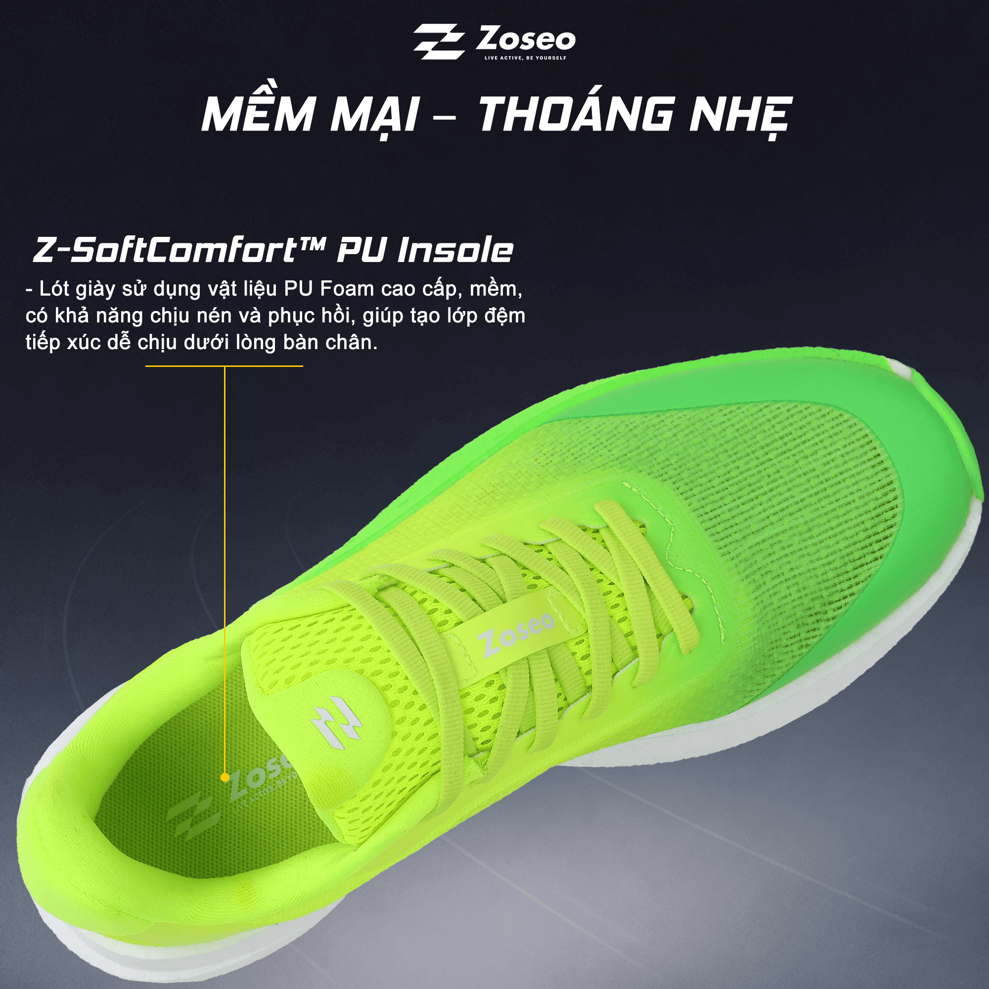 Giày Chạy Bộ Zoseo Pulse BS - Green - Ảnh 4