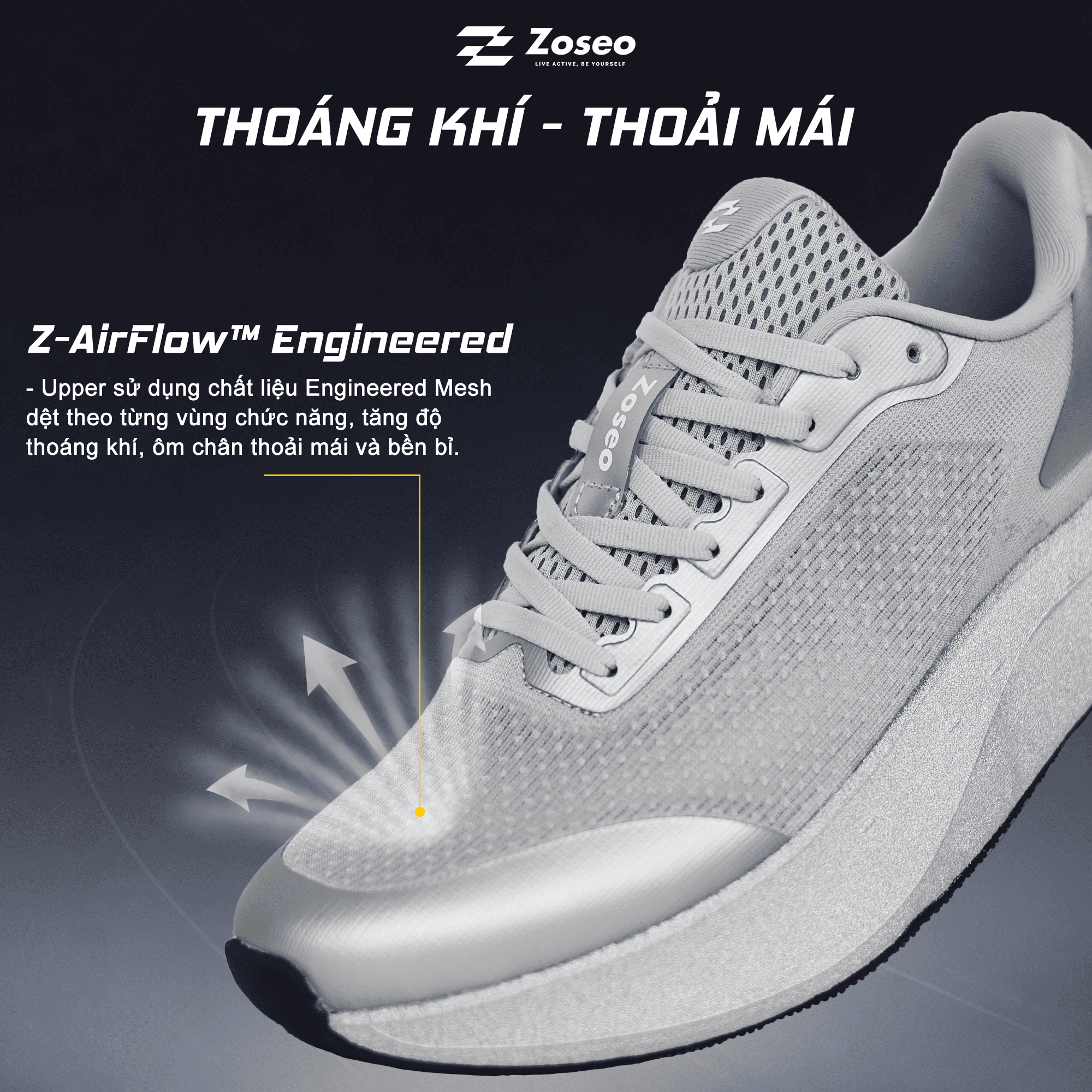 Alternative view of Giày Chạy Bộ Zoseo Pulse BS - Silver