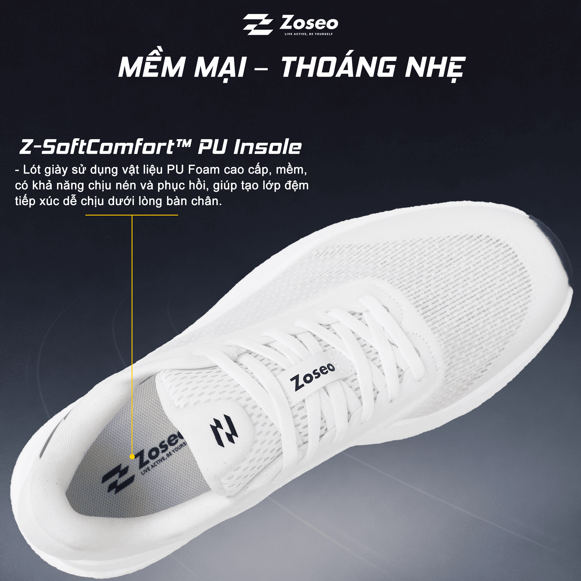 Giày Chạy Bộ Zoseo Pulse BS - White - Ảnh 4
