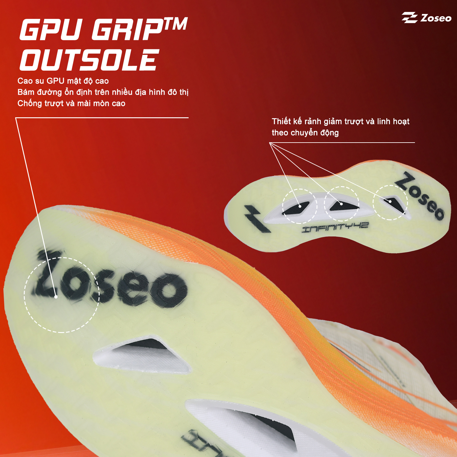 Giày chạy bộ Zoseo Infinity42 - Beige Orange - Ảnh 4