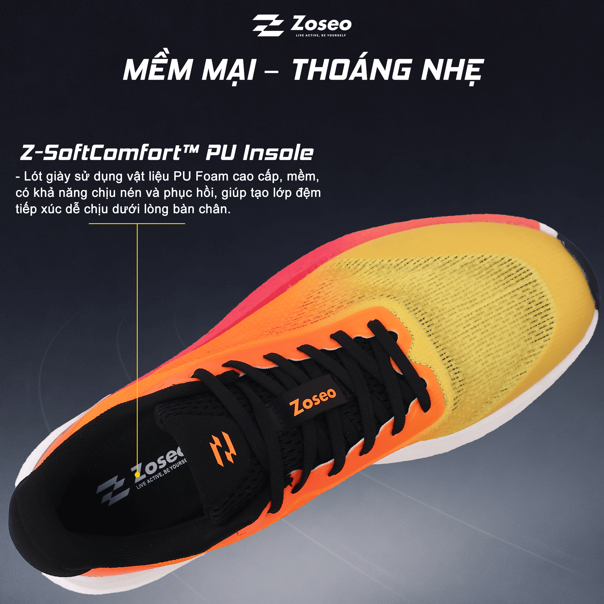 Giày Chạy Bộ Zoseo Pulse BS - Orange - Ảnh 5