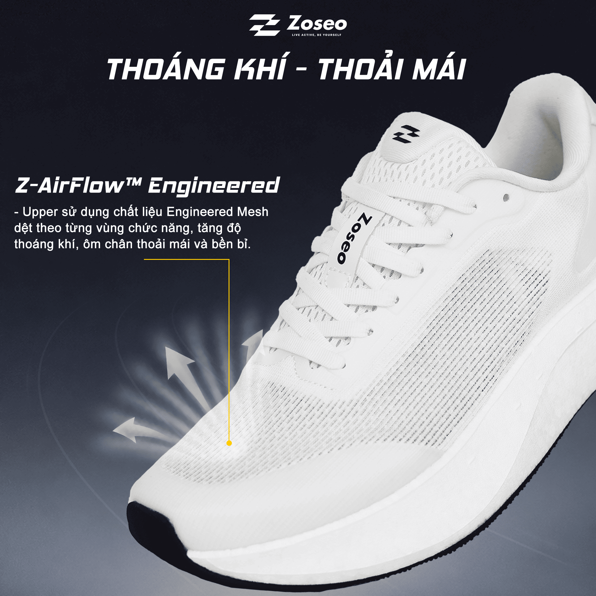 Giày Chạy Bộ Zoseo Pulse BS - White - Ảnh 2