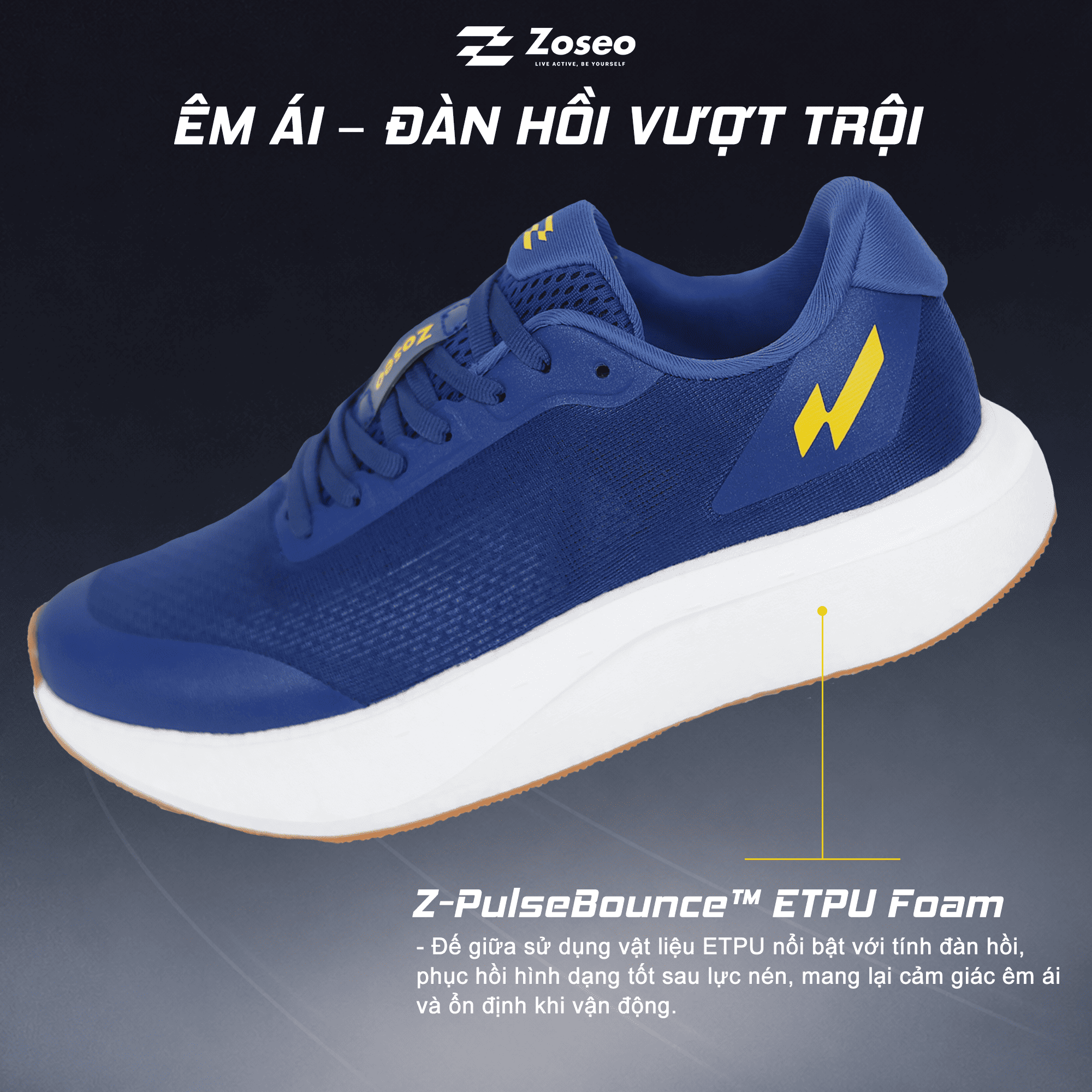 Giày Chạy Bộ Zoseo Pulse BS - Navy - Ảnh 3