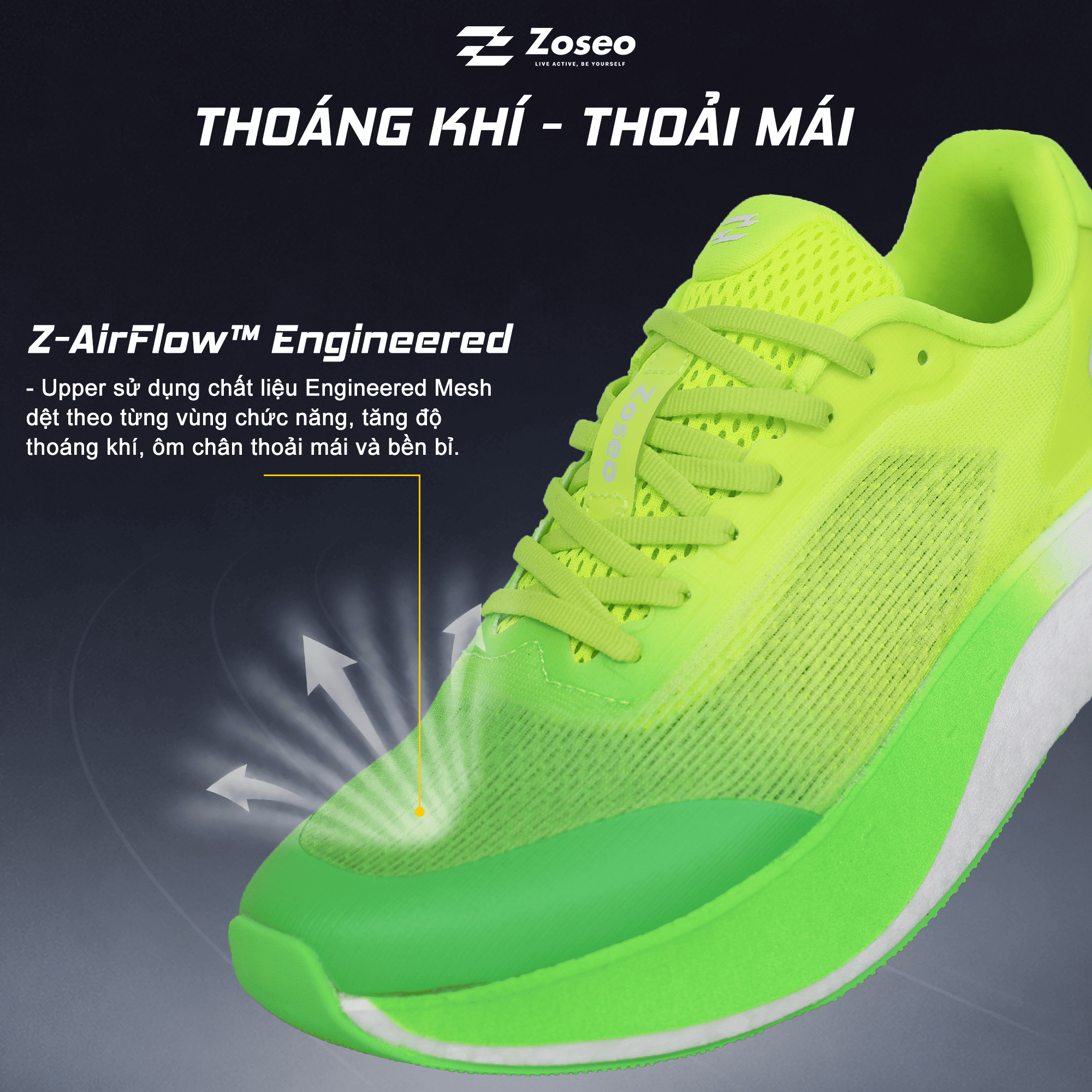 Alternative view of Giày Chạy Bộ Zoseo Pulse BS - Green