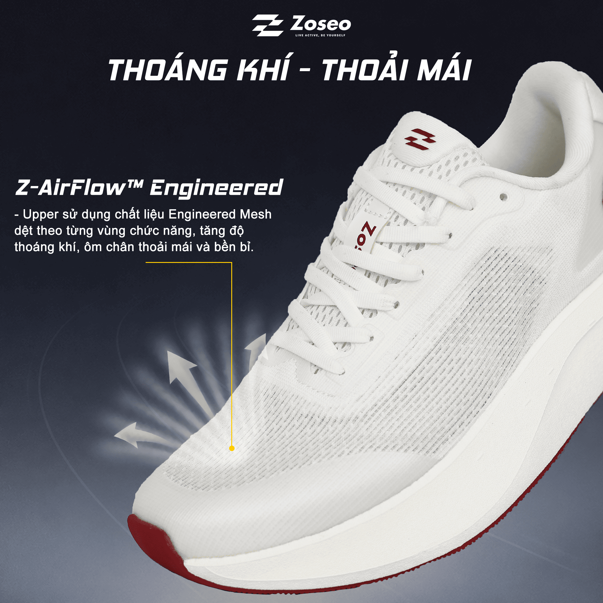 Alternative view of Giày Chạy Bộ Zoseo Pulse BS - Beige
