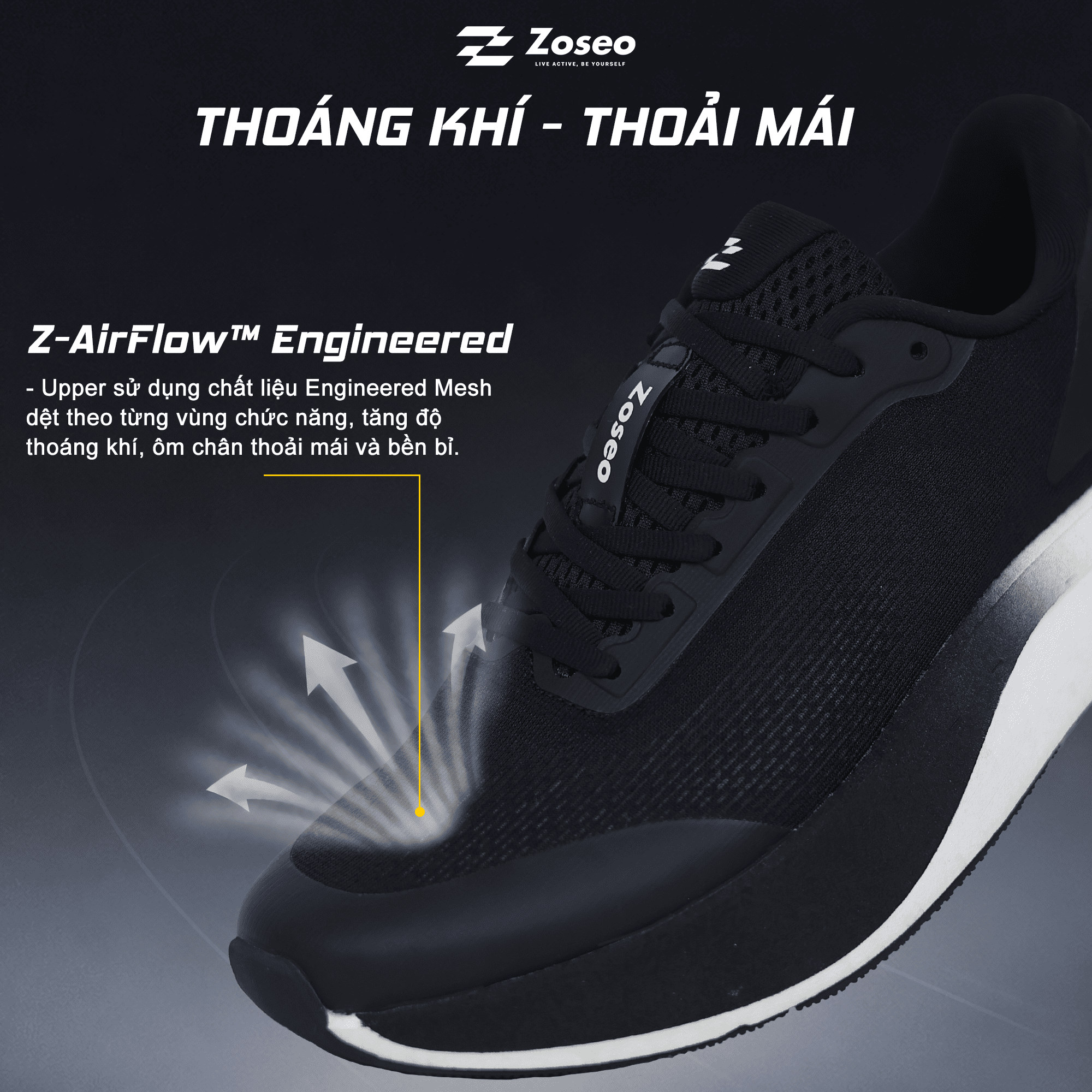Alternative view of Giày Chạy Bộ Zoseo Pulse BS - Black
