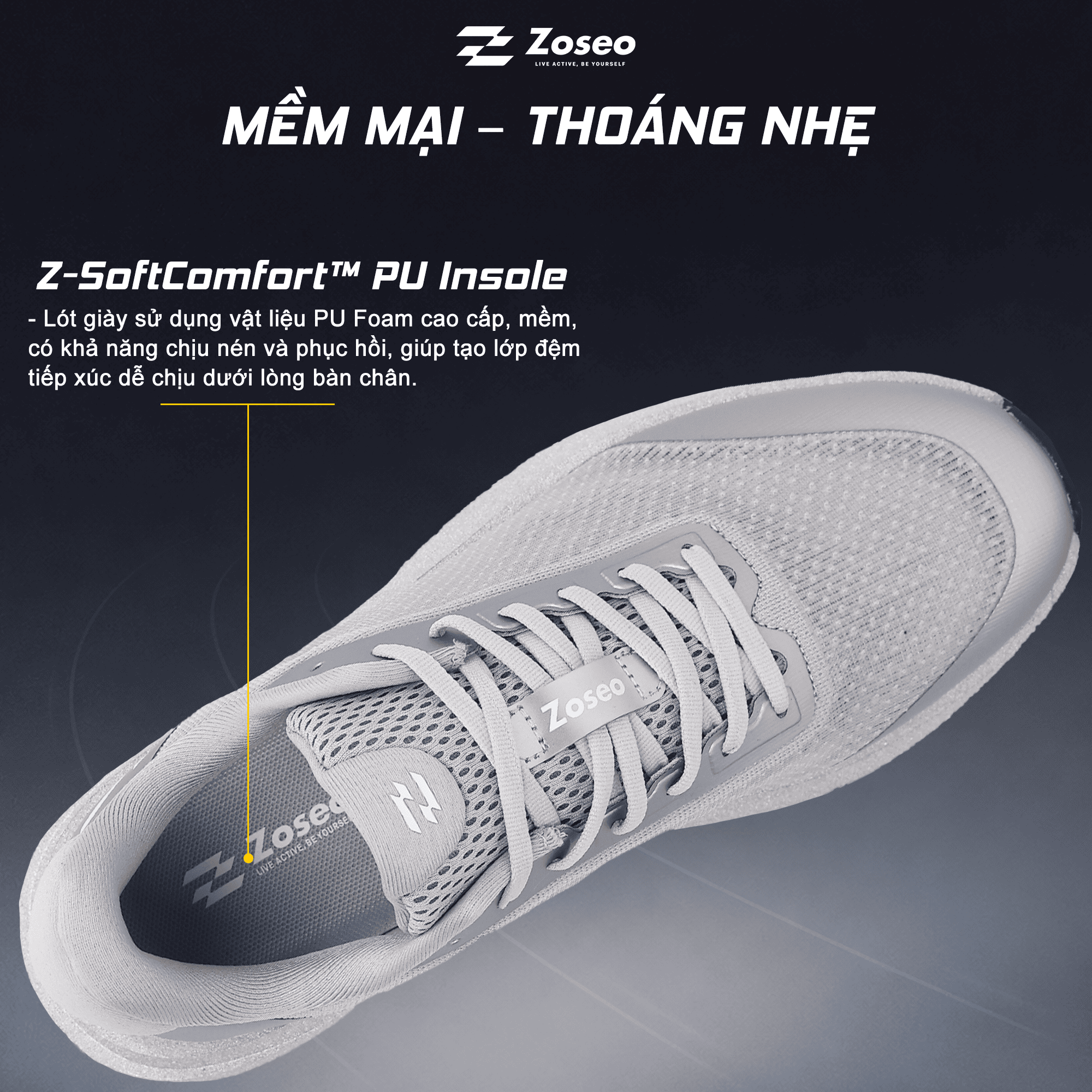 Giày Chạy Bộ Zoseo Pulse BS - Silver - Ảnh 4