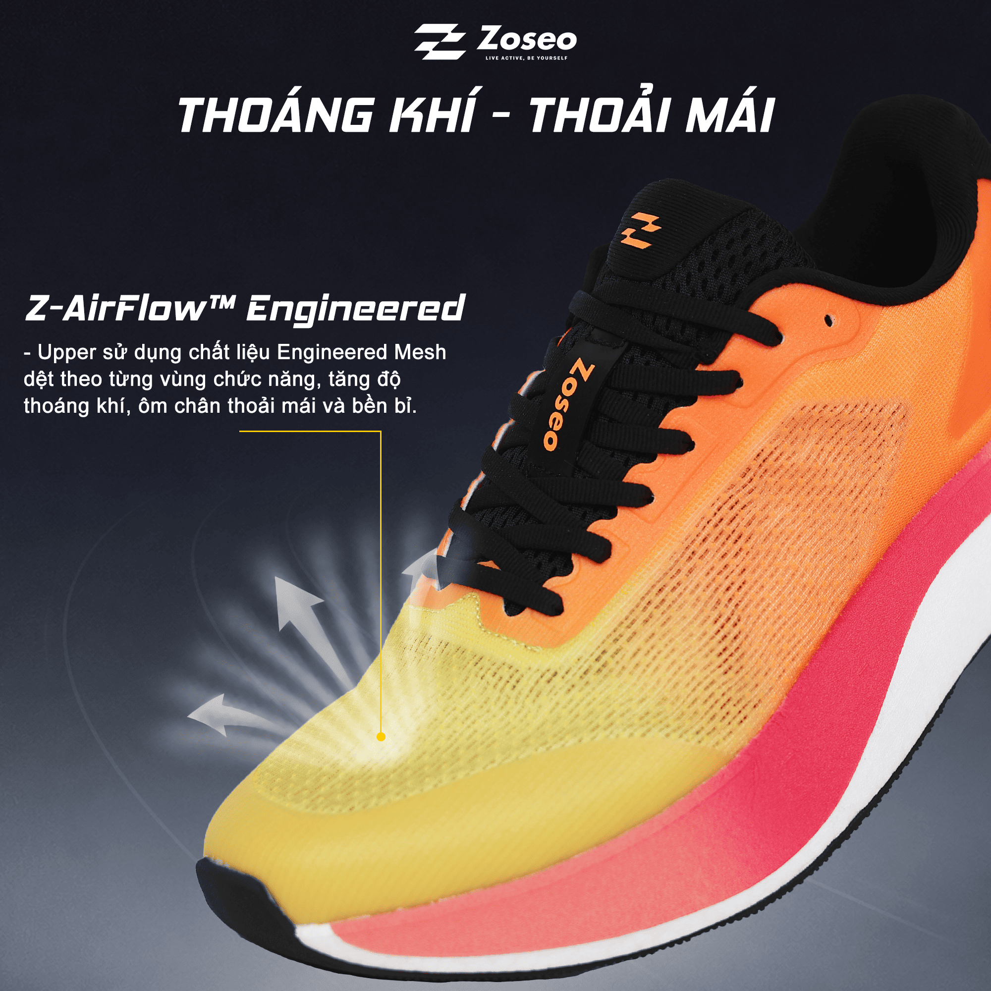 Alternative view of Giày Chạy Bộ Zoseo Pulse BS - Orange